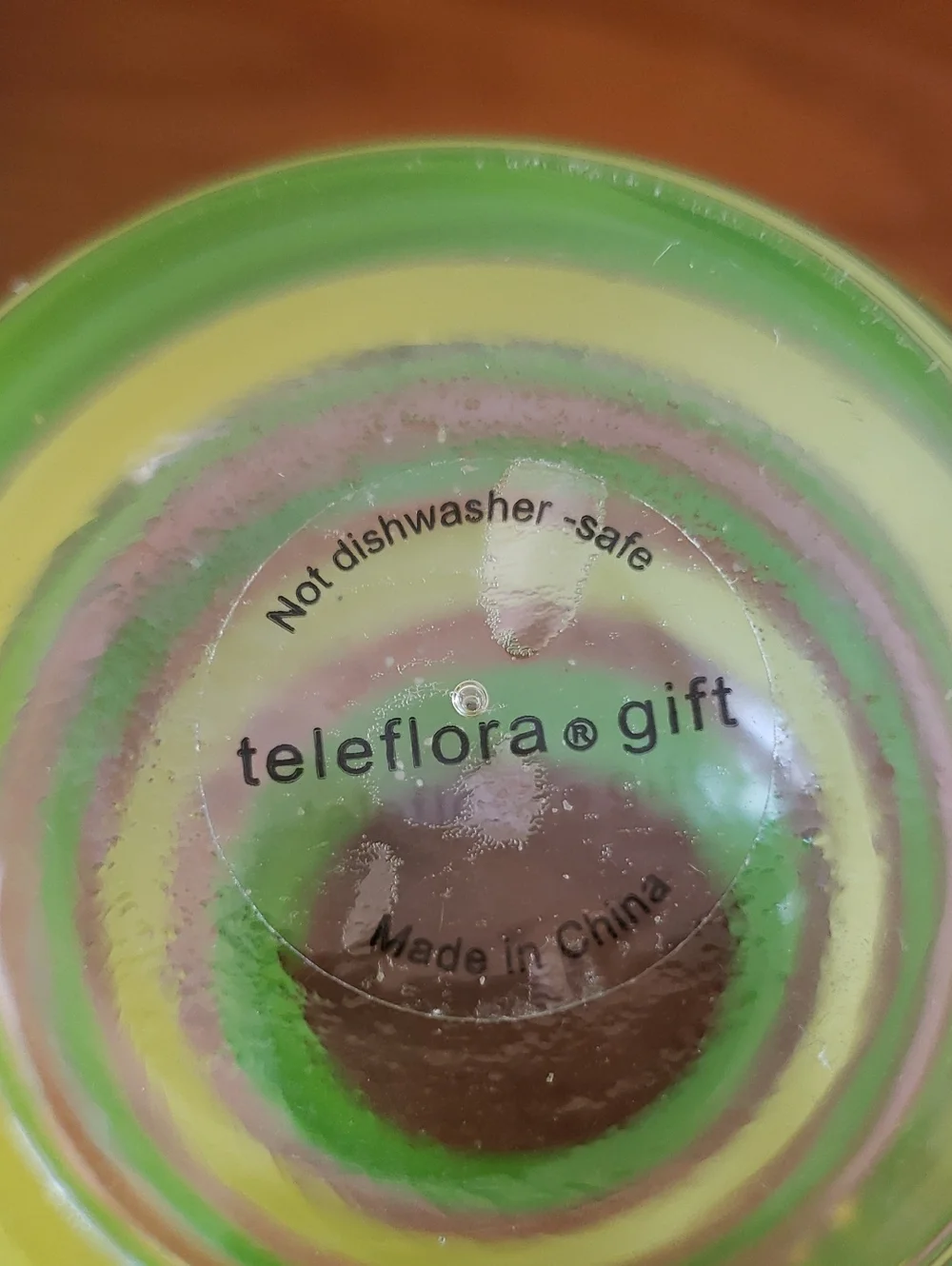 Teleflora Striped Glass Vase - Pink, Green & Yellow - Approx 7